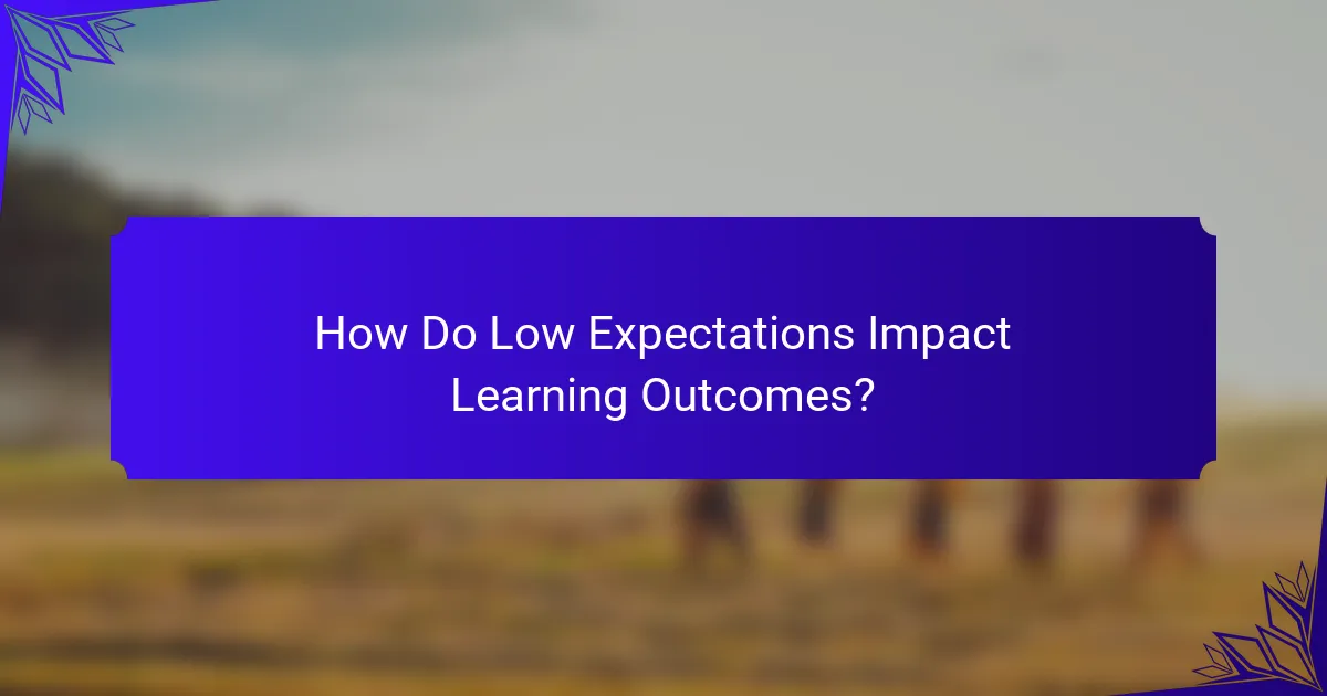 How Do Low Expectations Impact Learning Outcomes?